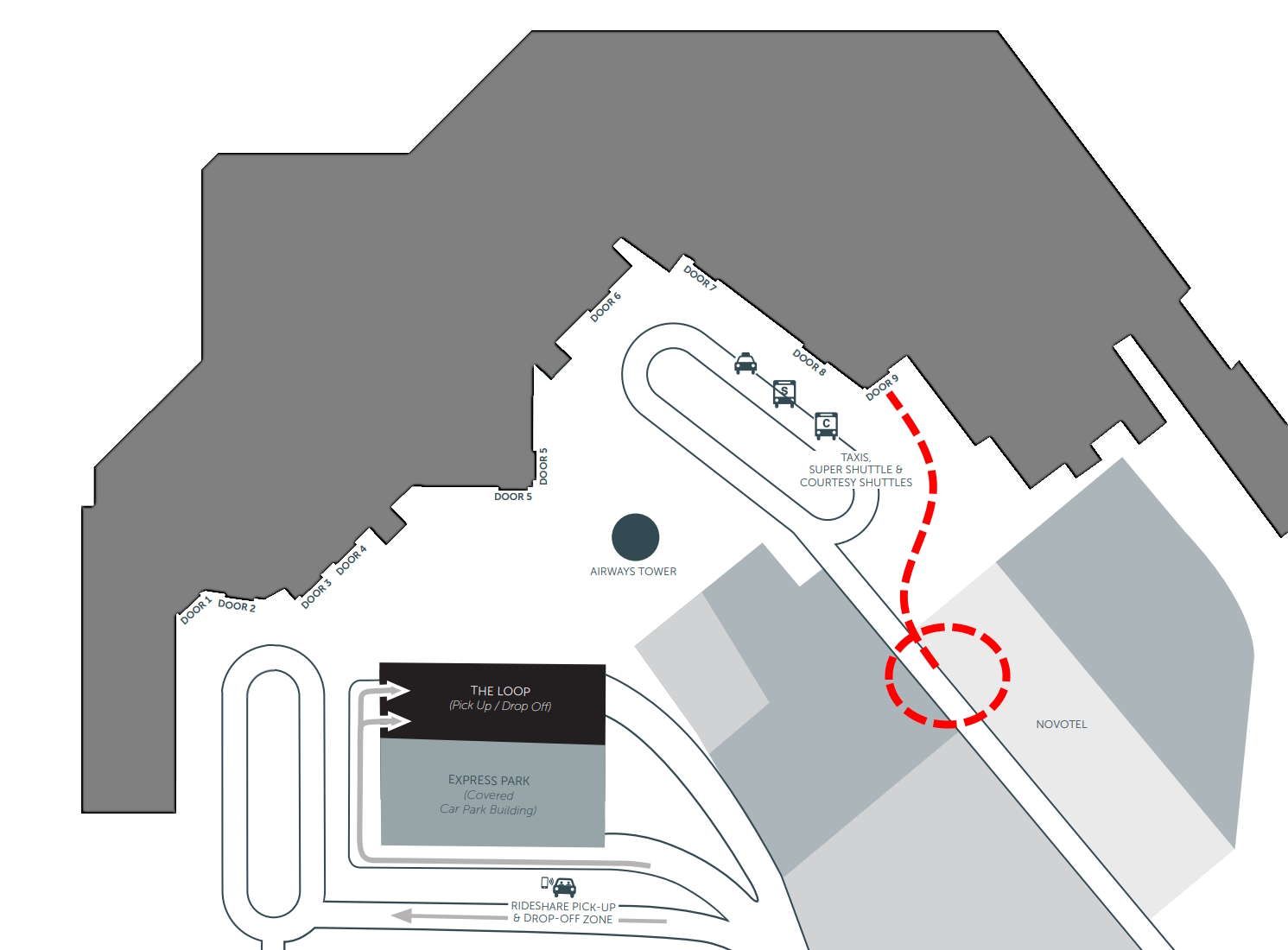 Diagram of Christchurch Airport Terminal layout