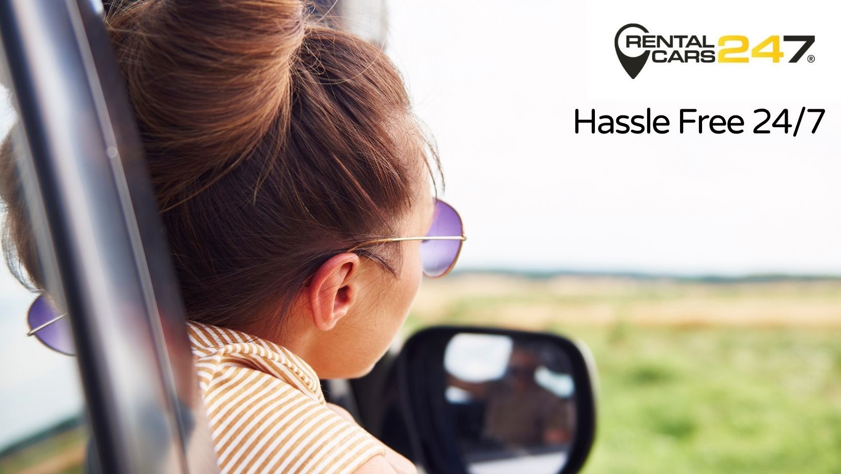 Banner image of woman looking out of car window